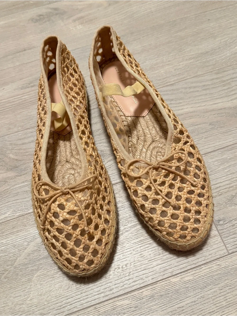 Loeffler randall ballet natural raffia crochet espadrille size 9